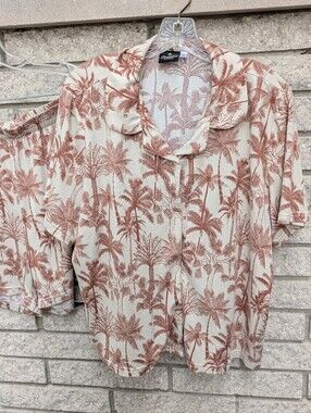 Bumblebella By Jill Martin 2pc Pajama Set Sz XL Palm Tree Shorts & Top Comfy EUC